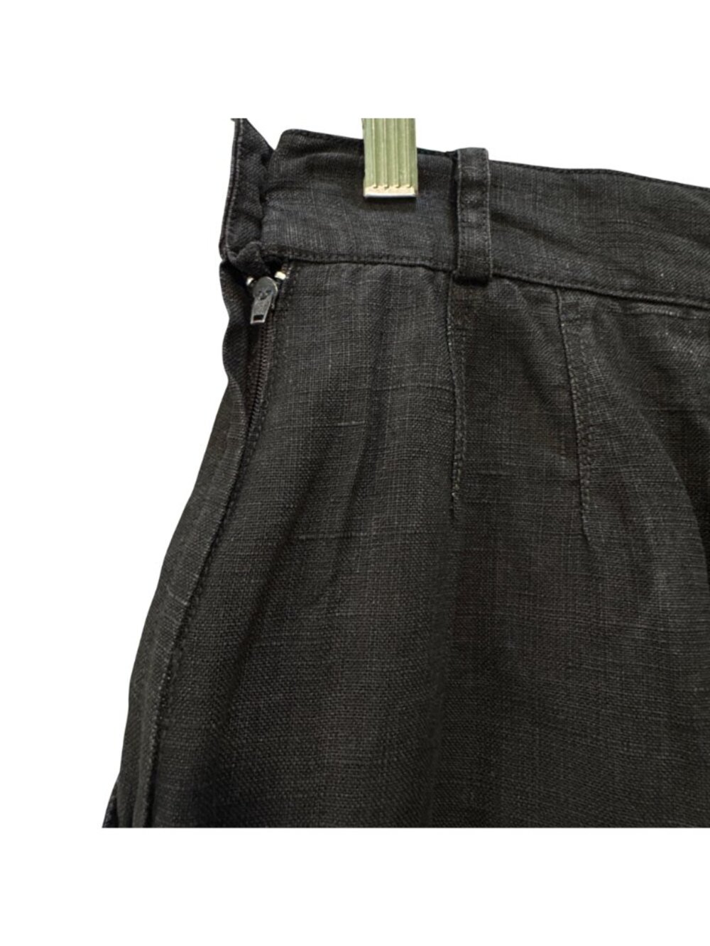 Vintage Gene Ewing BIS Black Linen Skirt Women's Size 8 Retro 1940s Kick Pleat - Picture 9 of 13
